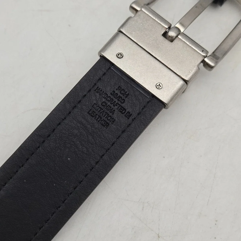 Structure Belt Brown Black Reversible Syn Leather Mens 34-36 Gunmetal Buckle New